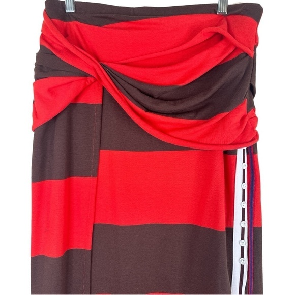 3.1 Phillip Lim Striped Twist Midi Skirt Red Brown Medium - Picture 5 of 14